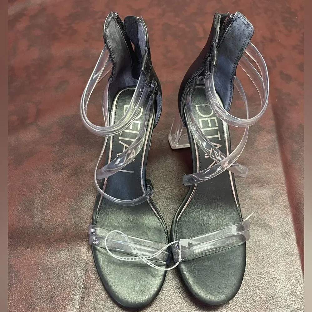 Deltan clear and‎ black heels new without tags, size 6.5